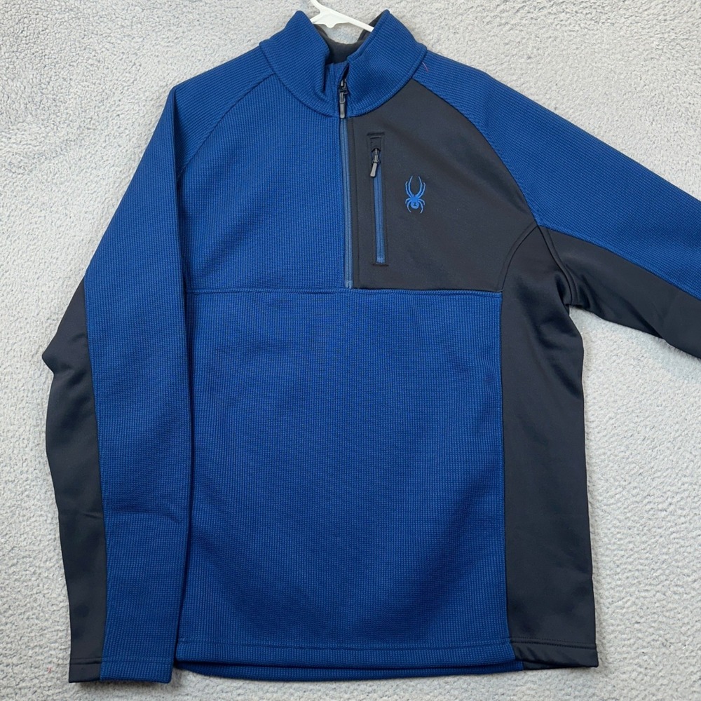 NEW Spyder Gait Sweater Mens 2XL Blue Quarter Zip Knit Pullover Jacket Athletic